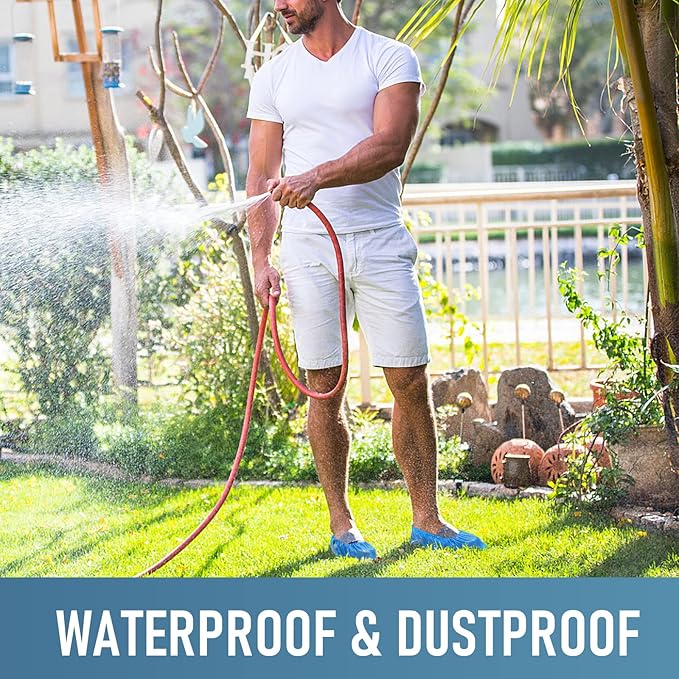 Shoe Covers Disposable Non Slip - Pack of 100 (50 Pairs), Premium Waterproof and Recyclable Shoe Booties Covers for Indoors, Fits Up To 11 US Men and 13 US Women Size