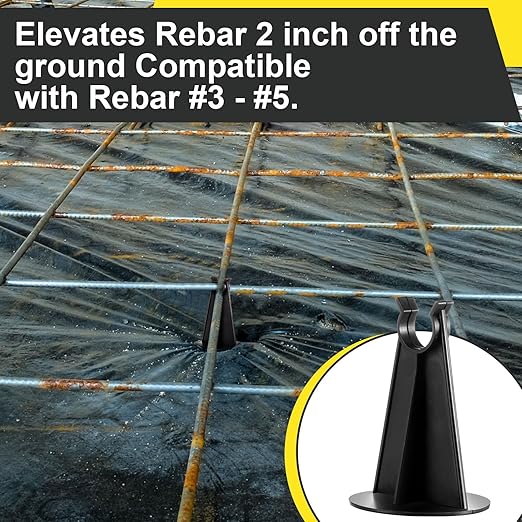 400 Pcs 200 Pcs 2-1/4 Inch Length x 1.97 Diameter for Plastic Rebar Chair #3 to #5 Black Heavy Construction Concrete Tool