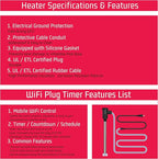 1500W Immersion Water Heater for Pool & Hot Tub – Portable Electric Submersible Heater with Auto Shut-Off, and WiFi Timer for Bathtub, Above Ground Pool, Spa, Swimming pool, and Baptism pool