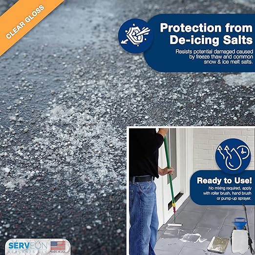 Natural Stone Sealer Plus Stain Guard (Clear Gloss Finish) Commercial Grade Outdoor Indoor Waterproof Grout Sealer Protects Pavers Pools Patios Landscape Stones (1 Gallon) H2700S