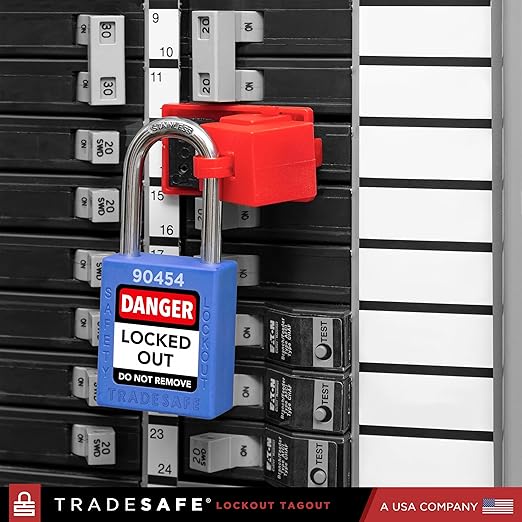 TRADESAFE Lockout Tagout Locks Set - 7 Blue Loto Locks, Lockout Locks Keyed Different, 2 Keys Per Lock, OSHA Compliant Lock Out Tag Out Padlocks, Safety Padlocks for Electrical Lockout Tag Out Kits