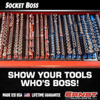 Ernst Manufacturing 8487 Socket Boss, 2 18-Inch Rails featuring Twist-Lock Secure Socket Holder and Drawer Tray, Fits 1/2 Inch Drive Sockets, Green - Made in USA