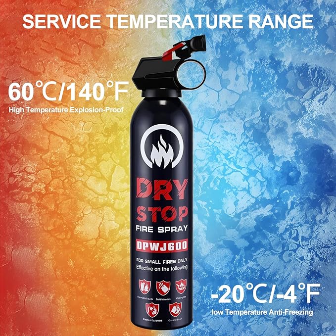 6PCS Fire Extinguisher for Home - Dry Stop Fire Extinguisher Spray, 600g Dry Chemical Fire Extinguisher for Kitchen, Car & Home | Portable, Fights Grease, Electrical & Vehicle Fires