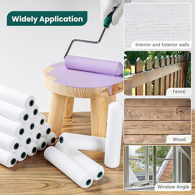 Foam Paint Roller, 20 Pack, 6 Inch Mini Paint Roller Covers, High Density Foam Paint Roller, Small Paint Rollers for All Flat Surfaces, Suitable for Wall，Kitchen Cabinets, Doors, Tables