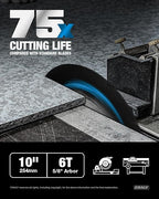 CRALY 10 Inch 6 Teeth Hardie Fiber Cement Circular Saw Blade, 5/8 Inch Arbor, Polycrystalline Diamond Tipped (PCD), Thin Kerf, Black Ice Coating, for Laminate Flooring(C1006FC)