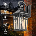 Darkaway Large Outdoor Wall Lights for House, 18inch Exterior Lighting Fixtures Wall Mount Outdoor Porch Lights Waterproof Black Outdoor Sconce Lights with Seeded Glass for Patio Hallway Garage