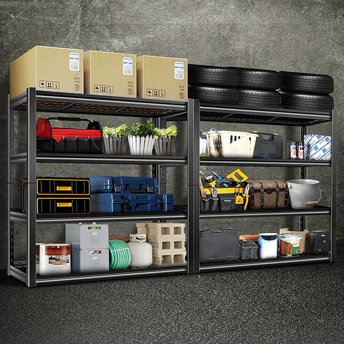 BILT HARD 46" W x 24" D x 72" H Heavy Duty Garage Shelving, 4-Tier Industrial Metal Shelving Units with Adjustable Shelf, Steel Utility Shelves for Warehouse, Garage