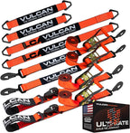 VULCAN Ultimate Axle Tie Down Kit - Heavy Duty ProSeries Webbing - Includes (2) 22 Inch and (2) 36 Inch Axle Straps, (2) 96 Inch Snap Hook Ratchet Strap, and (2) 112 Inch Loop Tie Down Combinations