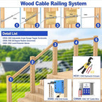 CKE 10 Pairs Cable Railing Kit 1/8" Swage Toggle Turnbuckle Hardware T316 Stainless Steel Cable Railing Hardware for Wood Post, Angle 180° Adjustable Stairs Deck Cable Railing Kit 20 Cable Lines, CR25
