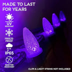 HLO Lighting Set of 25 Purple c9 Faceted LED Christmas Light Bulbs for Indoor & Outdoor Use | Durable Replacement Bulb