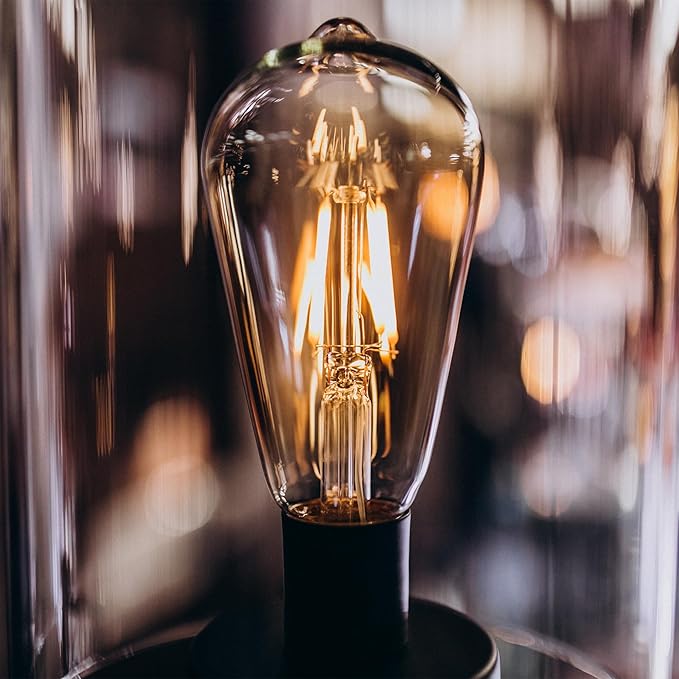 6pcs ST38 Edison Small Bulb 2W Equivalent to 15W-20W E12 Warm Base Clear Glass LED Bulbs for Chandeliers Fans Candelabras Outdoor ST38 String Lights