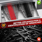 42PCS Magnetic Modular Wrench Organizers for Tool Drawers - Black & Red - Wrench Rack with Metric & SAE Labels, Customizable Magnet Tool Storage Holder for Tool Box Organization