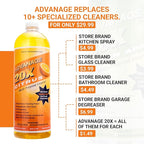 All Purpose Cleaner Concentrate - Advanage 20X The Wonder Cleaner Citrus for All Surfaces Around Bathroom, Kitchen, Oil and Grease | Multi Purpose Cleaner for Household Cleaning Solution | 32 Fl Oz