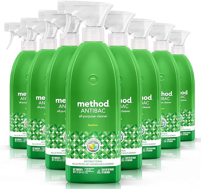 Method Antibacterial All Purpose Cleaner Spray, Bamboo, Kills 99.9% of Household Germs, 28 Fl Oz (Pack of 8)