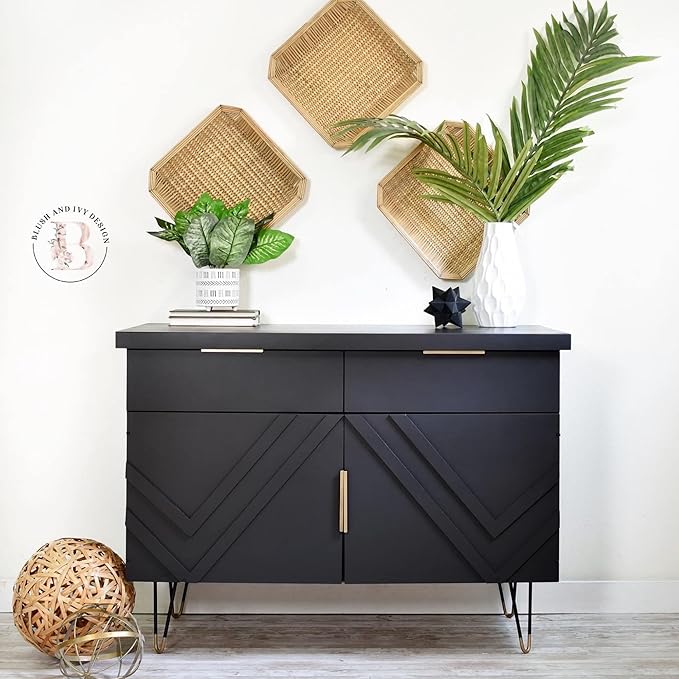 Dixie Belle Paint Company Chalk Finish Furniture Paint - Caviar (4oz) - Matte Black Chic Chalk Mineral DIY Furniture Paint