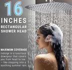 G-Promise All Metal 16 Inch Shower Head with Massage Mode Handheld, Rain Shower Head with Handheld Spray Combo, 3-Way Diverter with Pause Setting, 12 Inch Adjustable Extension Arm (Brushed Nickel)