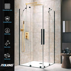 Gold Shower Faucet Set, Rainfall Shower System with Rain Shower Head and Handle Set, Wall Mounted Shower Fixtures, Full Metal Trim Repair Kit 10 inch Paint Gold (With Shower Valve)