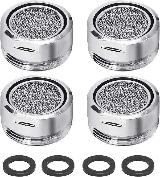 Litoexpe 15/16 Inch Faucet Aerator 4 PCS, Kitchen Sink Aerator Replacement Parts, Sink Faucet Male Thread Faucet Filter with Brass Shell and Gasket for Bathroom