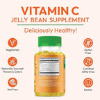 Vitamin C Jelly Bean Gummies for Adults, Immune Support Dietary Supplements, Vegetarian, 120 Citrus Blast Jelly Beans, Kosher