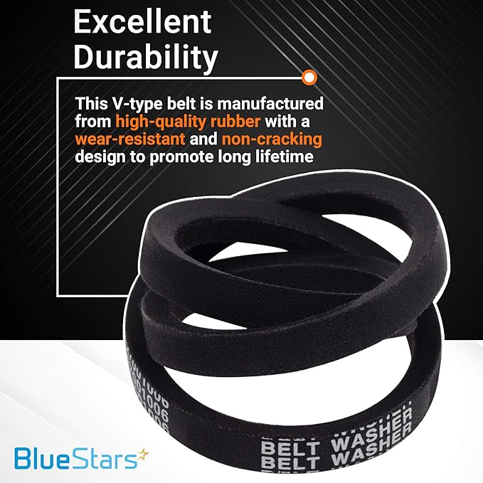 BlueStars 4-Pack Ultra Durable 27001006 Washer Drive Belt - Compatible with Amana Maytag Speed Queen Washers - Replaces 38174 WP27001006 40053601 40053606 PS11740577