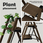 Taranta 2 Step Ladder,Aluminum Lightweight Folding 2 Step Stool with Anti-Slip Wide Pedal,330lbs Capacity Step Ladder for Household,Kitchen,Office - Walnut