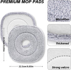 9 Inch Square Microfiber Mop Pad Refill Compatible with True & Tidy Mop System and Most 9 Inch Square Spin Mops - Thickened Washable & Reusable Mop Replacement Pad for Wet Dry Mopping(6 Pack)