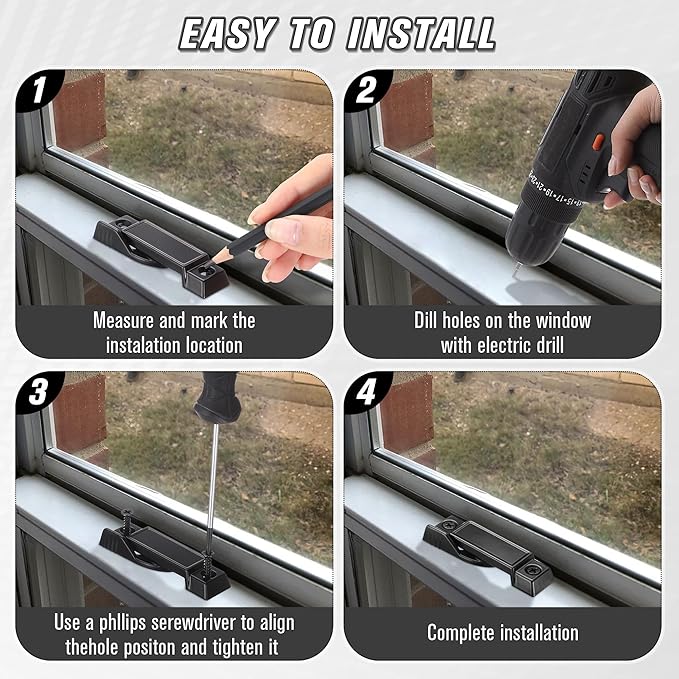 Saillong Replacement Sash Lock Compatible with Prime-line F 2590 for Vertical & Horizontal Sliding Windows, 2-1/4” Mounting Hole Centers, Broken Sash Locks for Additional Home Security(Black,6 Pack)