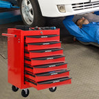 7 Drawers Rolling Tool Box on Wheels, Multifunctional Tool Chest Cabinet with Lock, Drawers Rolling Tool Cart Trolley Organizer Tool Storage Case for Warehouse,Garage,Workshop (Red)