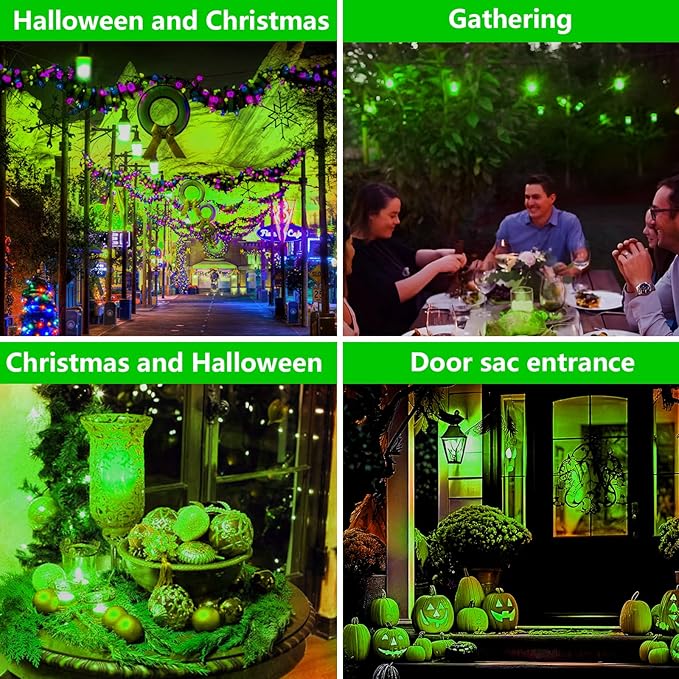 Flame Light Bulbs, 4 Modes LED Flame Effect Light Bulb, E26 Base Flickering Light Bulb with Gravity Sensor,Flickering Light Bulbs Halloween Home Party (Green-2 Pack), AF240301A