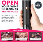 VINABON Electric Wine Opener 2026 - One-Touch Automatic Wine Bottle Opener Corkscrew - Rechargeable (Up to 100 Bottles/Charge) with Foil Cutter Stand, LED Indicator. Includes Wine Guide eBook