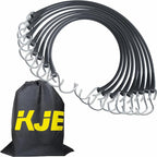 KJE 20Pack 21" Rubber Bungee Cords with S Hooks - Quality EPDM, Heavy Duty Black Bungee Straps, Ideal for Outdoor Tie Downs, Securing Tarps, Canvases, Cargo in Cold Hot Climates
