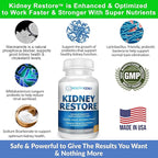 Kidney Restore Kidney Cleanse and Kidney Health Supplement to Support Normal Kidney Function, Vitamins for Kidney Health 60 caps