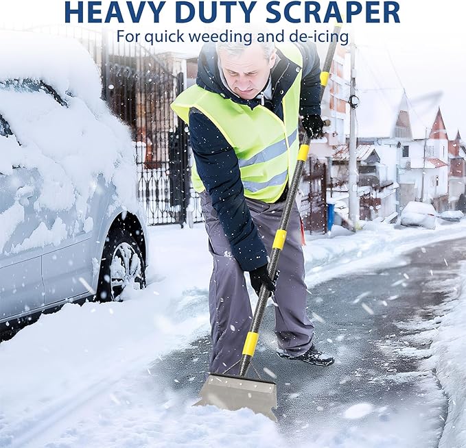 74" Garden Flat Scraper, Multifunctional Cleaning Shovel, Heavy Duty Manual Weeder Metal Floor Scraper Garden Tool for Lawn Digging, Weeding, Scraping, Ice Remove, Edging