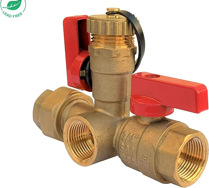 3/4 inch IPS Isolator Tankless Water Heater Service Valve Kit – 3/4'' FNPT X FNPT Thread Brass Isolation Set with Pressure Relief Valve | Pipe Fittings, Supplies & Spare Parts