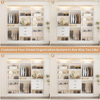 Unikito Modular Closet System with 3 Sets, 75”Closet Organizer System With Drawers, Mirror, Hanging Rods and Adjustable Shelves, Freestanding Wood Wardrobe Garment Rack, Walk in Closet Tower, White