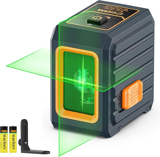 Laser Level, CIGMAN CM-G01 Self-Leveling Green Cross Line Laser, 100ft Range, 4 Brightness Levels Up to 28H Runtime, Compact 6.4oz, IP54, Magnetic Bracket, for Picture Hanging, Tile, DIY & Renovation