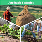 Garden Fork,4-Tine Pitchfork,Spading Digging Fork,Forged Steel Y-Grip, Wood Handle,45Inch