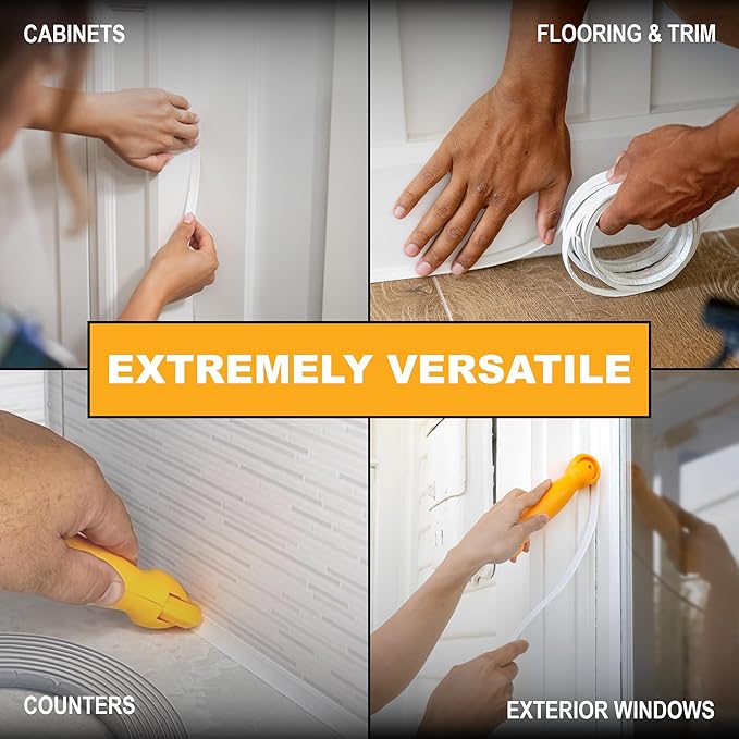 InstaTrim The Original Flexible Trim -10ft Black 3/4" Wide Caulk Tape - Adhesive Trim with Many Uses Including Caulking for Bathtubs, Sinks, Counters, Tile, Floors - Made in USA