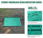 2 Sets 16x16x16in Underground Splice Box W/FRP Inspection Cover Deep Enclosure Box Bucket Polyethylene Distribution Pit Access Electrical Junction Box Drillable Tapered Wiring Box for Cable