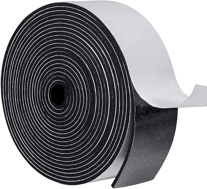 MAGZO Weather Stripping Door Seal, 2 Inch Wide X 1/8 Inch Thick Adhesive Foam Tape Soundproof Weatherstripping for Windows, 1 Roll Total 16FT Black