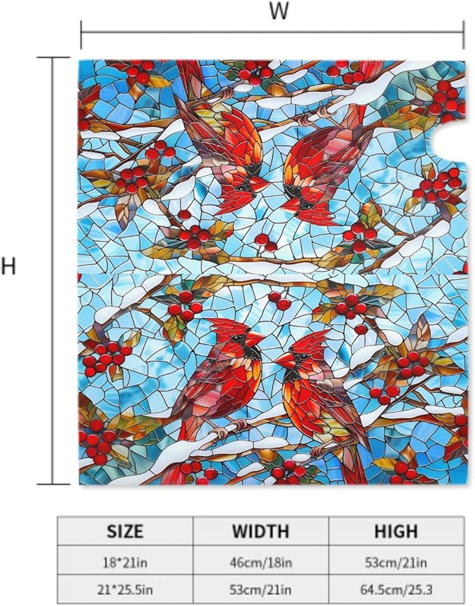 Giwawa Winter Cardinal Bird Mailbox Covers Red Birds on Holly Berry Branches Snow Mail Box Cover Magnetic Standard Size 18 x 21 Stained Glass Christmas Mailbox Wrap Holiday Mailbox Xmas Decorations