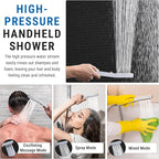 G-Promise All Metal 16 Inch Shower Head with Massage Mode Handheld, Rain Shower Head with Handheld Spray Combo, 3-Way Diverter with Pause Setting, 12 Inch Adjustable Extension Arm (Chrome)