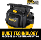 DEWALT 12 Gallon STEALTHSONIC Ultra Quiet Poly Wet Dry Vacuum, DXV12P-QTA Powerful Suction Noise Reduction Vac, 5.5 Peak HP Shop Vacuum for Jobsite/Workshop, Reduce Motor Noise, Yellow
