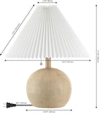 JONATHAN Y JYL1145B Aksel 17.25" Coastal Scandinavian Resin/Iron Sphere LED Table Lamp with Pleated Shade and Pull Chain, Beige Wood Finish/White, for Entry Console, Bedroom, Living Room