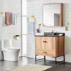 TQKAG 5-Pieces Brushed Gold Bathroom Hardware Accessories Set 23.6" SUS304 Stainless Steel Towel Bar Set Wall Mounted Square Toilet Paper Holder with Shelf