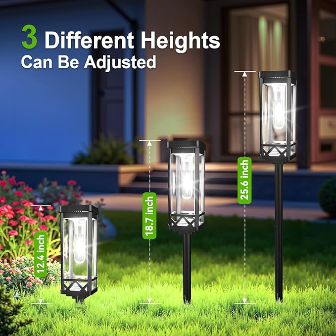 KOOPER Taller Solar Pathway Lights Outdoor, 2 Pack Upgraded Brighter Solar Garden Lights Solar Powered, Up to 15 Hours Outdoor Solar Lights for Yard Landscape Path Walkway Driveway （Cool White）