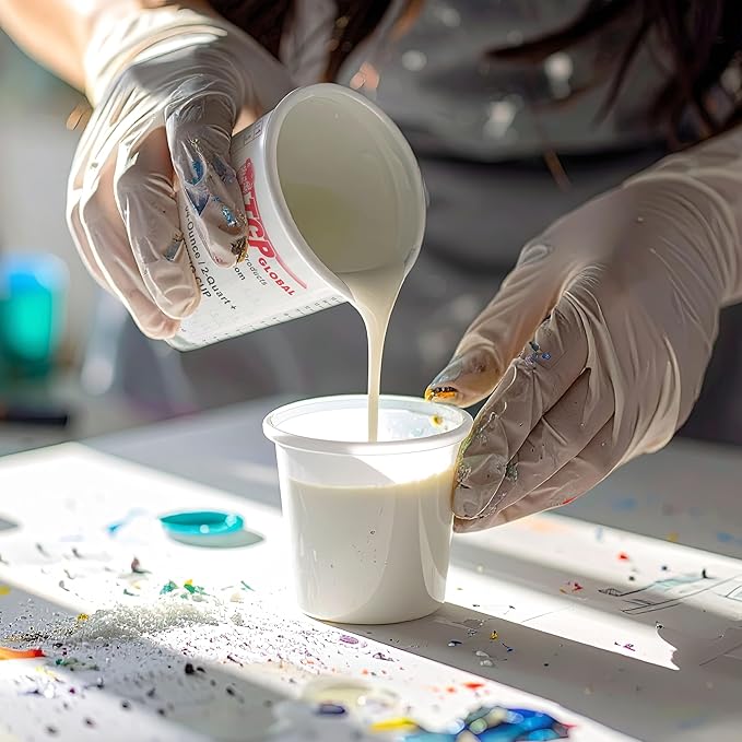 Custom Shop Paint Mixing Cups, 5-Quart (48 Pack) - Plastic Measuring Cups for Liquids, Automotive Painting, Epoxy Resin, Acrylic Arts, Crafts, Disposable or Reusable, Graduated, Mixing Ratios