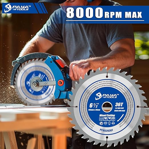 6-1/2-Inch 36-Tooth Circular Saw Blade,TCT ATB Framing Blade,20mm Bore(16mm Reduction Ring Included) for Wood Fast Cutting