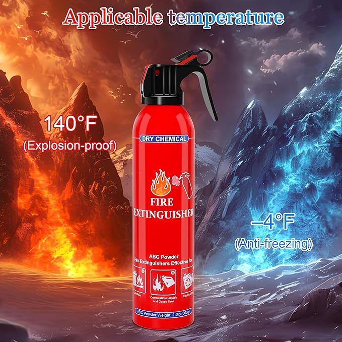 4 Pack ABC Dry Chemical Fire Extinguishers, Portable Dry Powder Fast-Acting Fire Extinguisher with Mount, Suitable for Home, Car, Boat, Truck, Electrical, Grease Fires