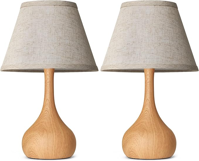 Touch Table Lamp for Bedroom Set of 2, 3-Way Dimmable Bedside Lamp for Nightstand, 17” Rustic Metal Desk Lamp with Linen Shade for Living Room, Kids Reading, Dorm, Home Office Decor, Bulb Included